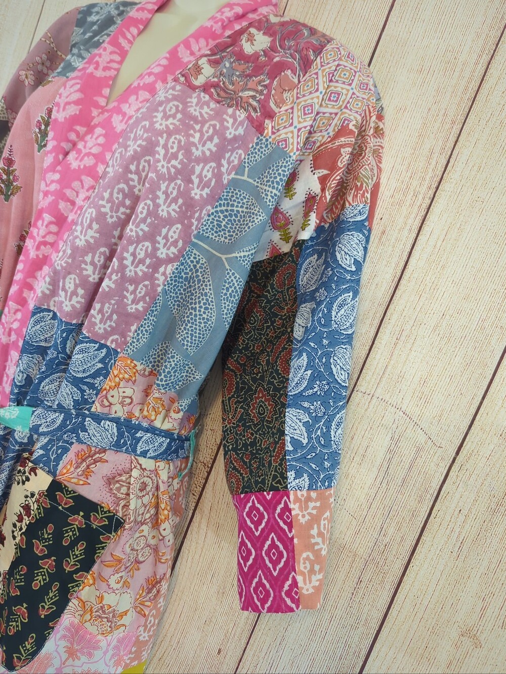 Patchwork Multicolored Granny Kimo/ Jacket/ Robe Boho - Picture 10 of 12
